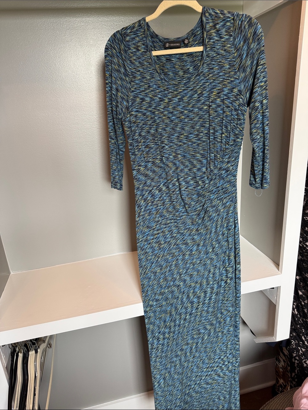 Versona Marled Teal & Navy Long Sleeve Maxi Dress